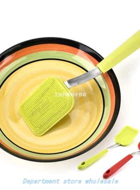 Silicone Long Handle Pan Pot Brush Dish Bowl Washing Cleanin