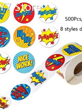 Super Hero Reward Stickers 100-500pcs Stickers 8 Super Hero
