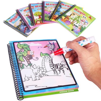 4 Different Patterns Magic Discoloration Water Drawing Book