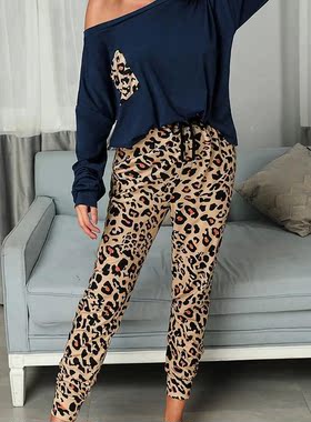New home wear  leopard print sports suit