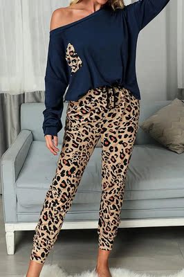 New home wear  leopard print sports suit