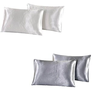 2pcs Pillowcases Simulated Silk Solid Color Smooth Pillow