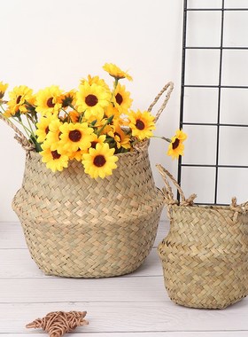 1pcs Woven Household Foldable Storage Pot Garden Flower Vase