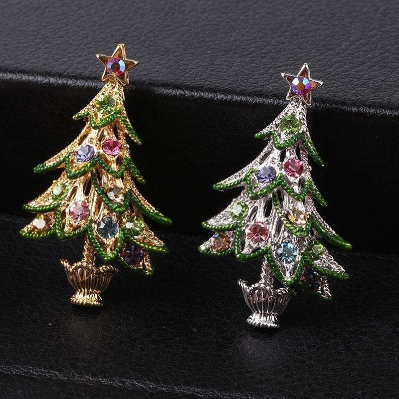 christmas tree brooch 2016 fashionable diamond inlaid vinta