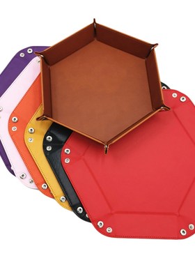 8 Colors P Leather Folding Hexagon Dice Tray Purple Dice Box