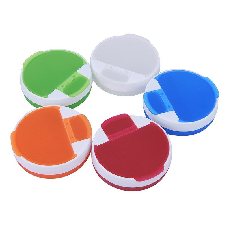 organizer pill-box plastic travel color-random round 1pc 4-g