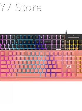 Girly Pink Mechanical Gaming Keyboard 104 Keys USB Wired Gam