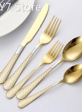 20pcs Upscale Gold Dinnerware Set Stainless Steel Tableware