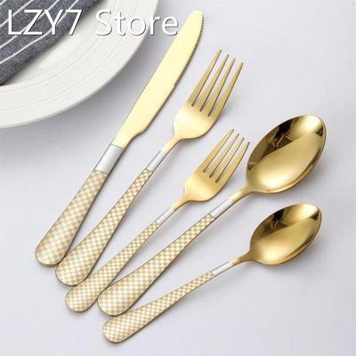 20pcs Upscale Gold Dinnerware Set Stainless Steel Tableware