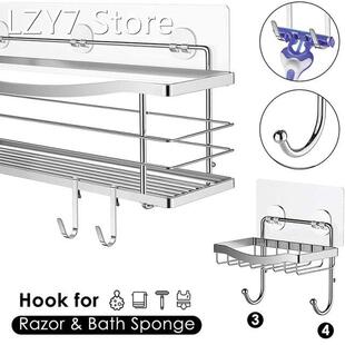 Adhesive Shower Caddy Basket Shelf for Shampoo Conditioner S
