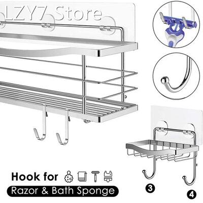 Adhesive Shower Caddy Basket Shelf for Shampoo Conditioner S