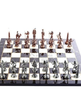 Ancient Egypt The Pharaoh Antique Copper Figures Metal Chess