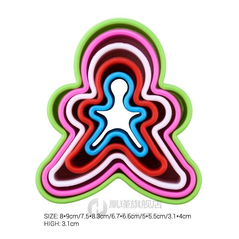 5pcs/set cookie cutter christmas tree plastic mold set plung