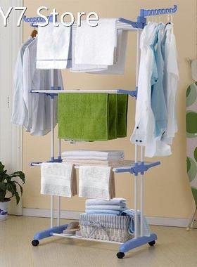 4 Tiers Adjustable Telescopic Rolling Clothing Garment Cloth