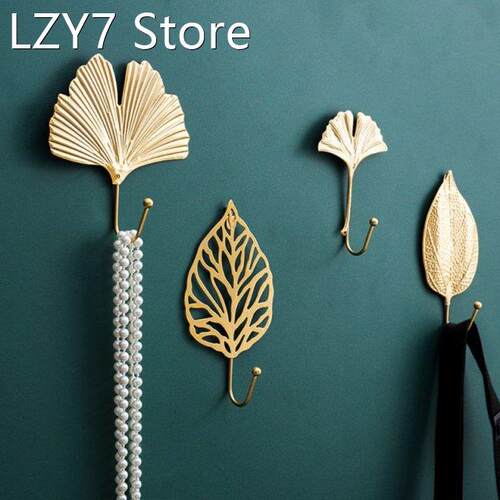 Nordic Luxury Leaf Shaped Hook Purse Coat Rack Key Hanger Ho