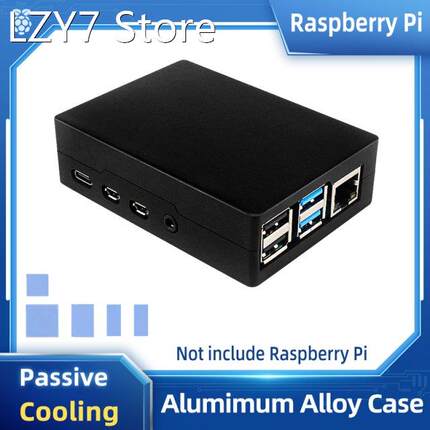 Raspberry Pi 4 Case Aluminum Alloy Shell Black Metal Box Pas