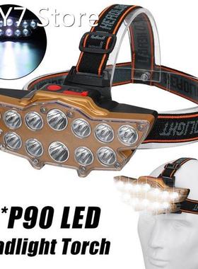P90 LED Headlamp USB Rechargeable 4 Modes Headlight Lamps Wa