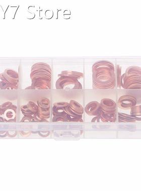 200 PCS Copper Washers Gasket Set 9 Sizes Flat Ring Seal Kit