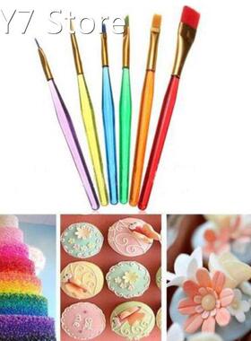 6 Pcs/ Set Multi-color Candy Cake Icing Decor Paint Brushes