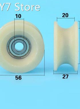 1Pcs 10x56x27 mm U groove Nylon Plastic Wheel With Bearings