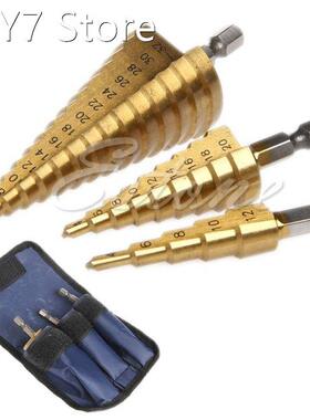 3Pcs/Set Steel Titanium Nitride Coated Step Drill Bit Quick