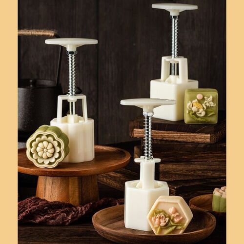 50g Mooncake Barrel Mold with 4/6 Flower Stamp Hand Press Mo