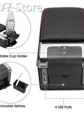 Armrest Box Double-layer Central Store Content Box w/Cup Hol