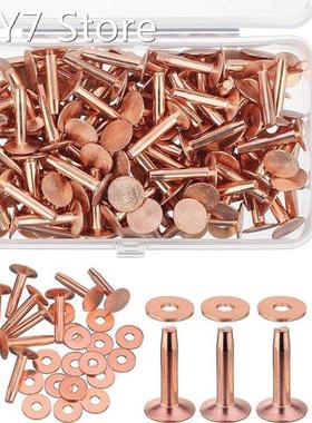 100 Sets Copper Rivets and Burrs Washers Leather Copper Rive