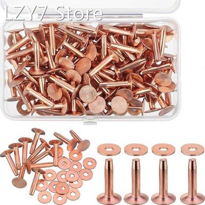 100 Sets Copper Rivets and Burrs Washers Leather Copper Rive