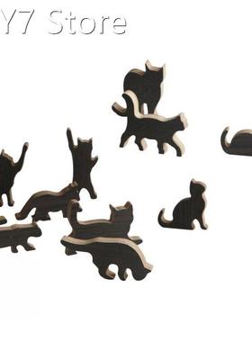 12pcs Cute Cat Woodwork Decoration Educational Stacking Desk