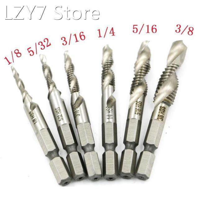 hand tap drill 6pcs/set hex 1/4 hex shank drill bit hss scr