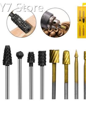 10Pcs Titanium Dremel Routing Wood Rotary Milling Rotary Fil