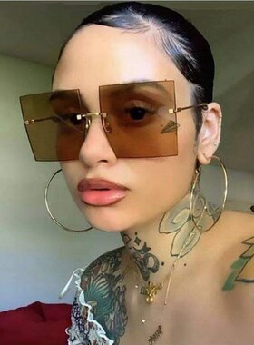 Frame Rimless Square Sunglasses For Women Ladies Sun Glasses