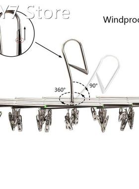 EVERSO 35 Clips Stainless Steel Clothes Clip Drying Robe Rac