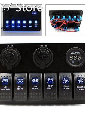 6 Gang Rocker Switch Panel Multi Function Panel Dual USB Pow