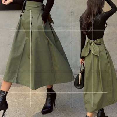 Green Long Skirt Skirts For  裙子 Summer s office