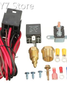 New 5 pins Relay Kit 200-185 Degree Engine Cooling Fan Therm