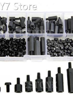 180pcs M3 Nylon Black Hex M-F Spacers/ Screws/ Nuts Assorted