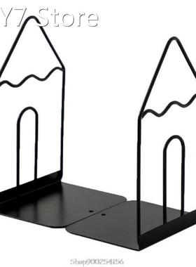 1 Pair Wrought Iron Bookends Book Stand Support Desktop Offi