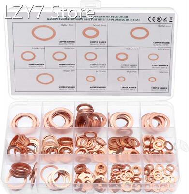 Electrapick 280pcs M5-M14 Copper Washers 9 Sizes O Ring Copp