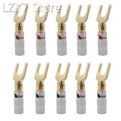 8/12Pcs Brass Gold-plated Banana Plug Connector Spade Plugs