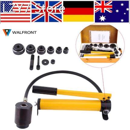 Manual Hydraulic Round Hole Punch Puncher Kit Steel Metalwor