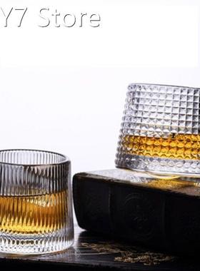 Rotating Top Glass Cup Tumbler Glass Bark Pattern Foreign Wi