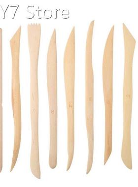 10pcs/set Wooden Clay Carving Modeling Tool Diy Pottery Scu