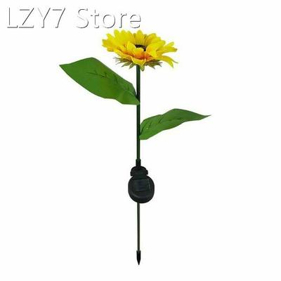 New 1pc LED Solar Powered Sunflower Lights Garden Insert Out