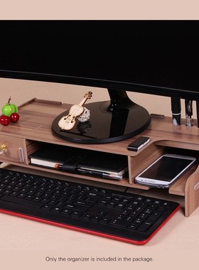 Wooden Monitor Stand Riser Computer Desk Organizer with Keyb