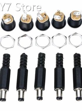 10 Pair 12V 3A Plastic Male Plugs + Female Socket Panel Moun