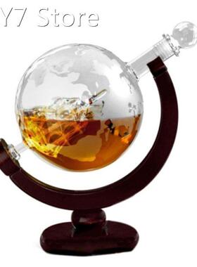 Globe Antique Whiskey Wine bottle Brandy Dispenser With Wood
