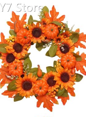 Artificial Simulation Maple Leaves Pumpkin Wreath 2021 New G