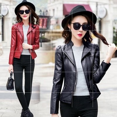 Small leather jacket for women Korean girls short slim coats